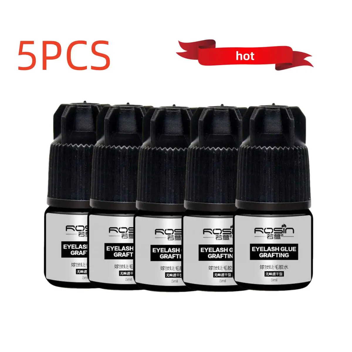 

5PCS X5ml No Irritation Eyelashes Extension Glue Quick Drying Long Lasting Waterproof Adhesive Black Grafting Lashes Glue Makeup