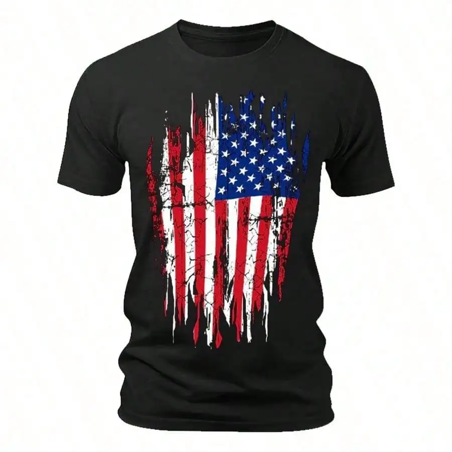 

American Flag Shirts For Men Independence Day 4th Of July Shirts Short Sleeve Crew Neck Military Patriotic Tactical Shirts
