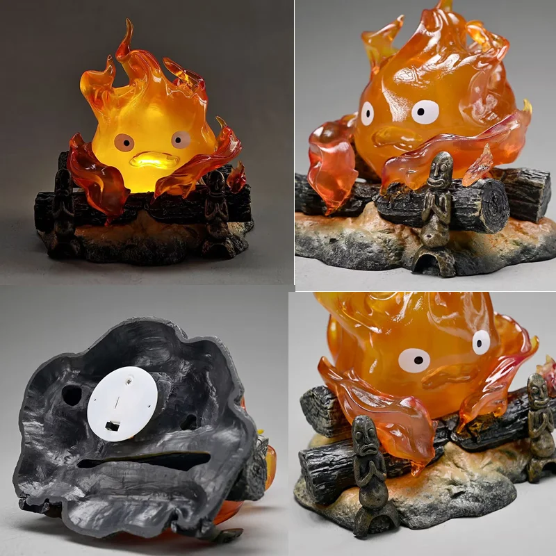 

12 см Calcifer аниме фигурка ПВХ светящаяся модель экшн-фигурка дыхательная лампа Gk модель игрушки коллекция украшение дома подарок статуя
