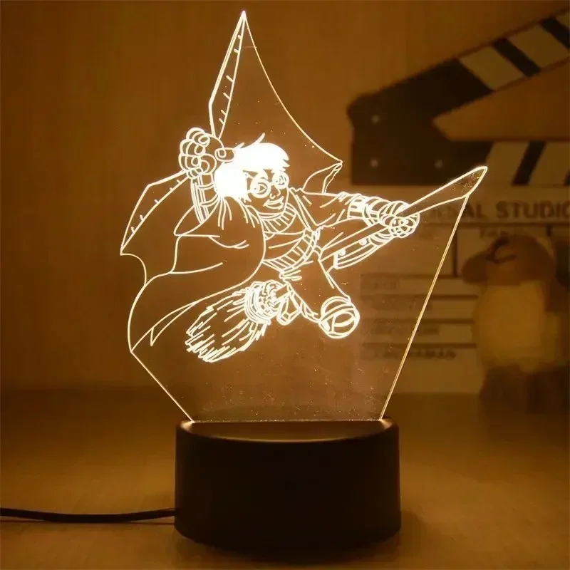 Anime Harrys Pottered 3D Acrylic Night Lamp LED Table Light Bedroom Decor Cool Kids Present view 2