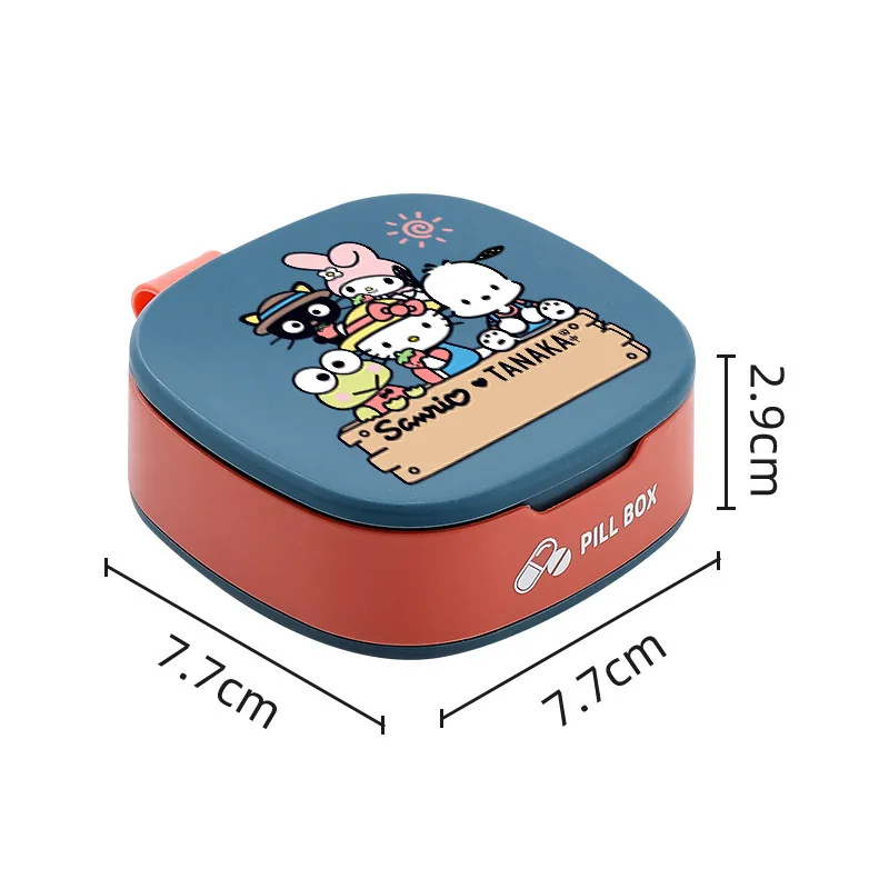 Sanrio Kuromi Hello Kitty Cinnamoroll Mini Portable Pills Organizer Case Cartoon Travel Pill Organizer Moisture-Proof Pill Case