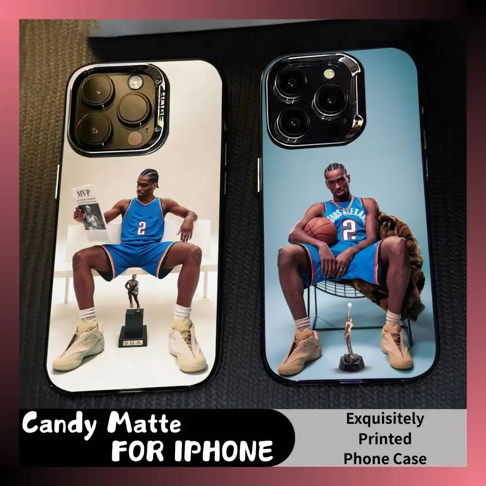 

SGA Basketball Guard Shai Phone Case For iPhone 16 17 15 14 12 13 Pro Max Black Candy Matte Shockproof Cover