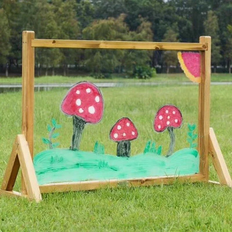 Outdoor easel standing, movable drawing board acrylic on all sides