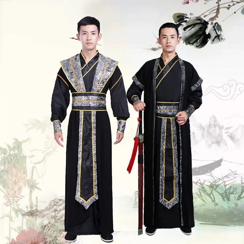 

Hanfu Male Stage Costume Swordsman Tang Costume Scholar Clothes for Women Men Traditional Chinese Robe Performance