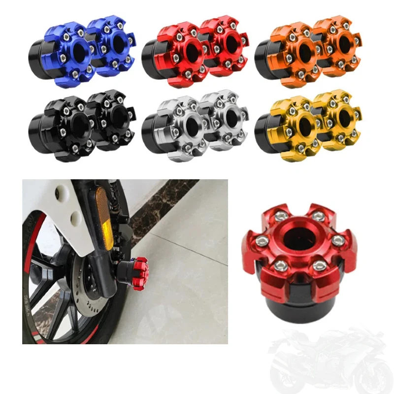 2Pc Motorcycle Front Rear Fork Wheel Crash Protector Modification Universal Accessorie Personality Shock Absorbe Anti-fall Block