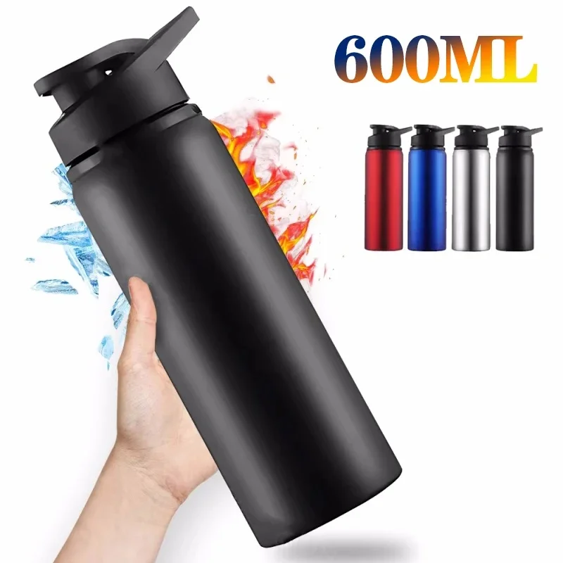 Botella de agua deportiva de acero inoxidable, portátil, elegante, para ocio, montar en bicicleta, botella de agua potable, taza de viaje para deportes al aire libre, 1-3 uds.