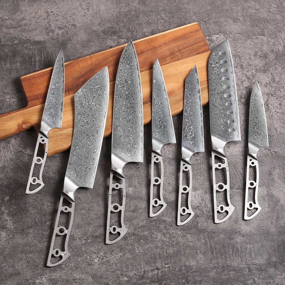 TURWHO DIY Kitchen Knives Blank Blade 67 Layer Damascus Steel Japanese Chef Santoku Kiritsuke Butcher Slicer Utility Knife Parts