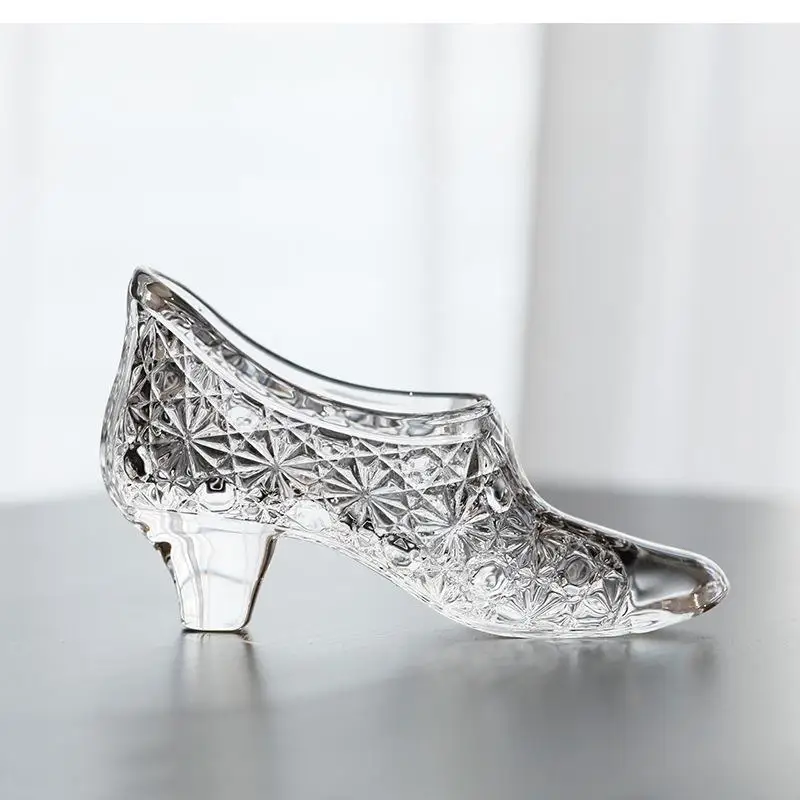 Home Decor Accessories Mini Glass High Heel Storage Box Transparent Crystal Slipper Ornament Wedding Anniversary Gift