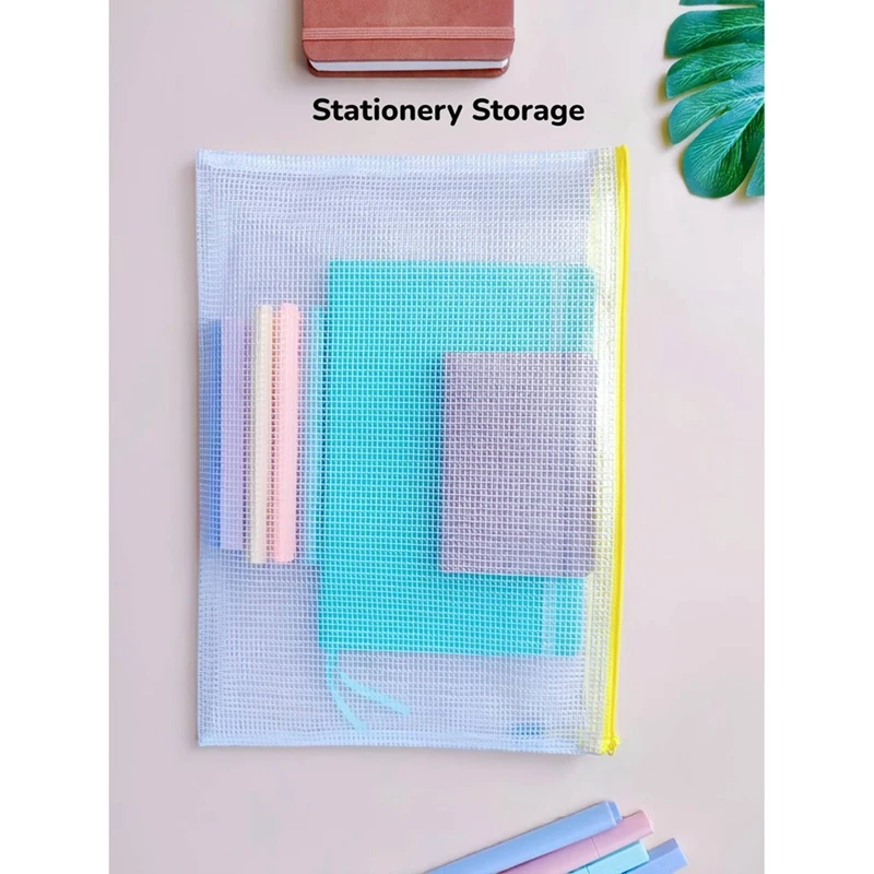 20 Piece Waterproof Zipper File Bag A4 Suitable For Storage Of Office Supplies, Cosmetics, Stationery