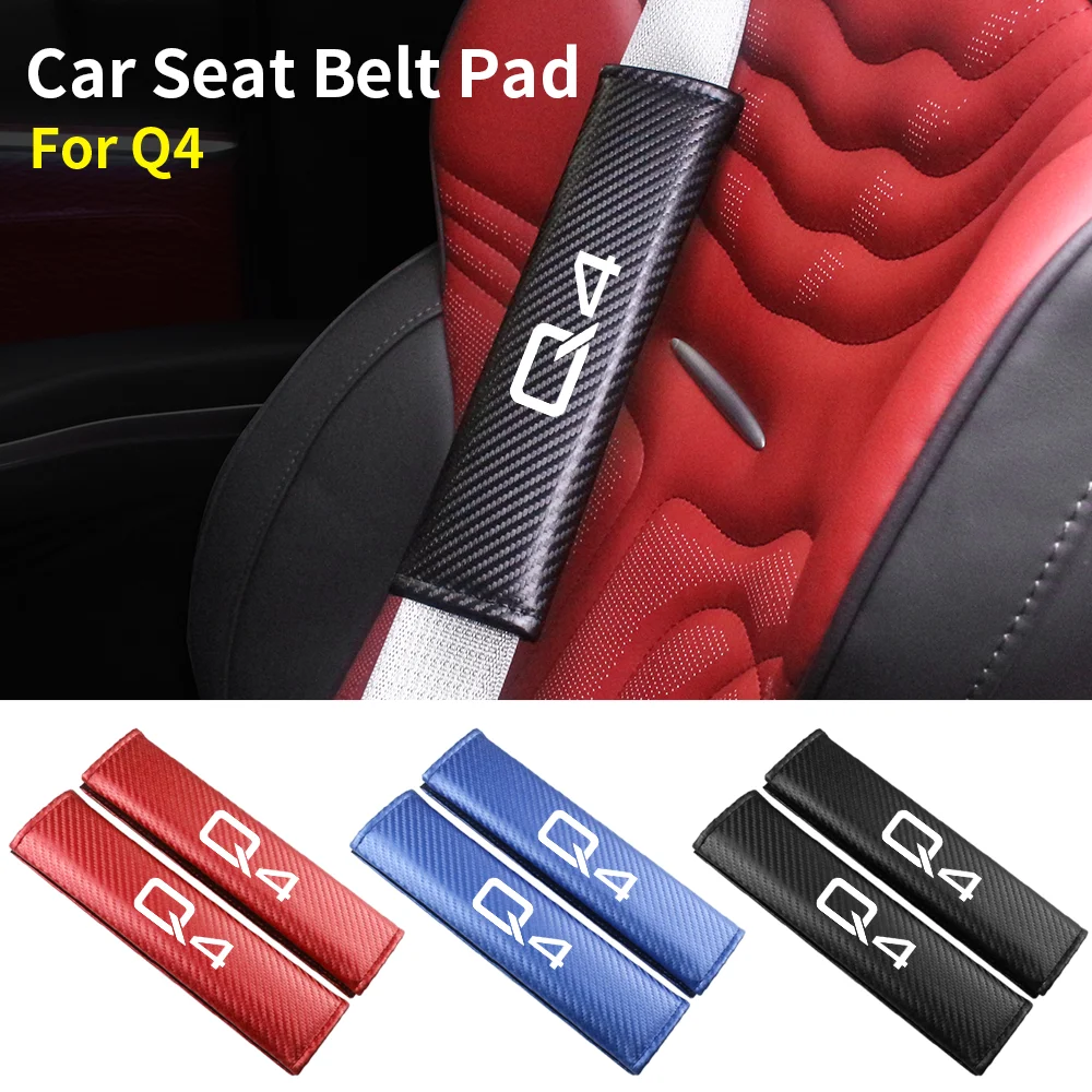 

Carbon Fiber Car Seat Belt Cover Shoulder Pad Protector Cover Safety Belt Padding Pad Cushion For Audi Q4 Auto Accessories