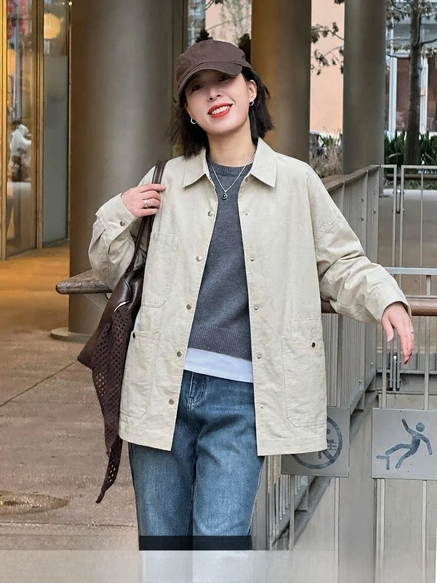 

Женский кардиган Beibei светло-зеленого цвета с отложным воротником, новинка 2026 года, весенняя свободная повседневная рабочая одежда, хлопковая рубашка с длинным рукавом