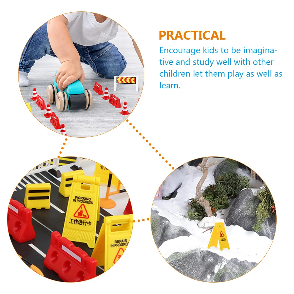 Transportation Toy Model Road Traffic Barricades Sign Toys Street Signs Cones Childrens Miniature for Kids