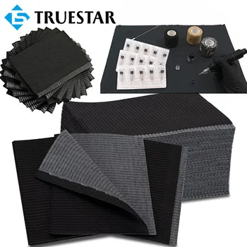 Almofada descartável para limpeza de tatuagem, cobertura de mesa preta, toalhetes de limpeza de tatuagem, babador de piercing dental, folhas de camada dupla, fornecimento limpo de tatuagem