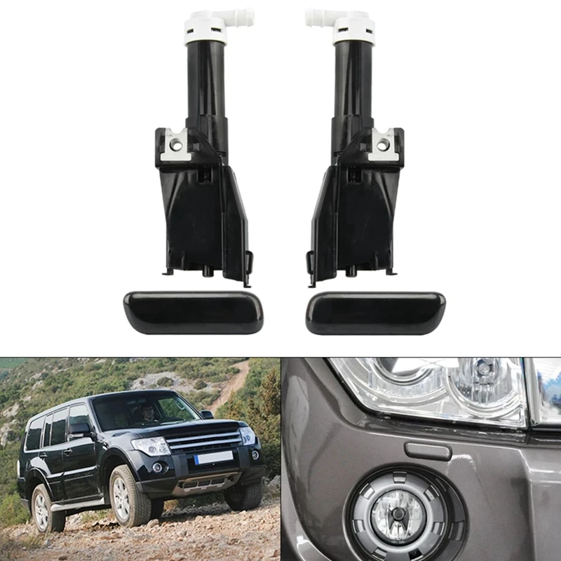 4X Headlight Washer Nozzle With Cover Cap For Mitsubishi Pajero V93 V97 2006-2019 8264A027 8264A028 8264A025 8264A026