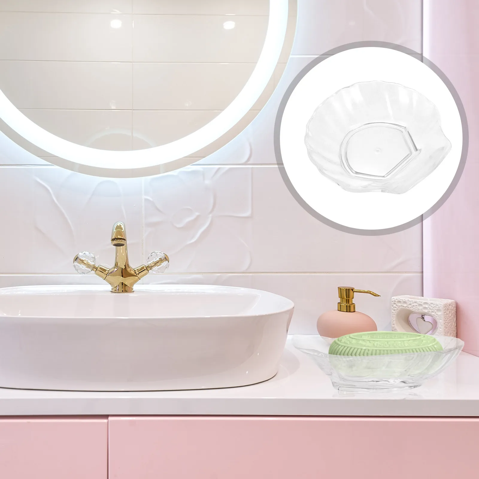 Sea Shell Shaped Plastic Soap Holder Dish Tray for Bathroom Shower Sink Kitchen Compact Bar Soap Storage Organizer