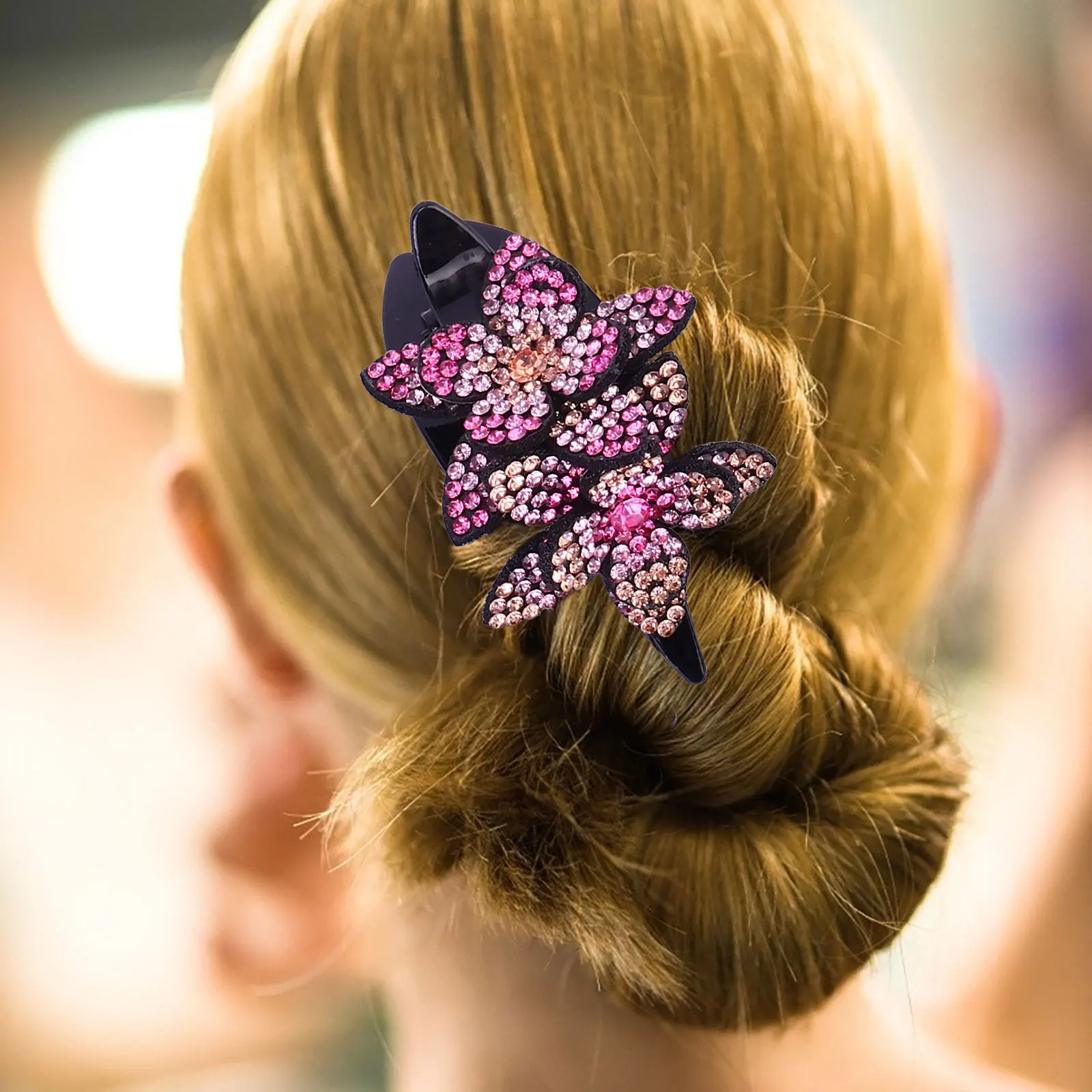 

6pcs Duckbill Clip Hair Accessories Rhinestone Flower Design Thick Hair Wedding Banquet Party Women Girls Brides Decorative