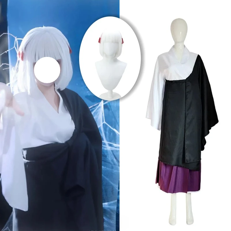 

Anime Uraume Cosplay Costume Monk's Robe Japanese Style Clothes with White Wig Full Set for Women Halloween Carnival Party