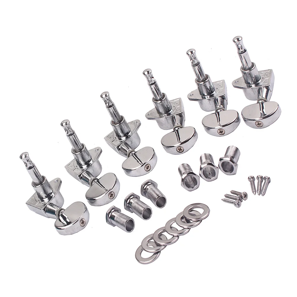 

1set Guitar Tuning Pegs For Electric Guitar Heavy Duty Metal Body Closed Gear Machine Heads Silver