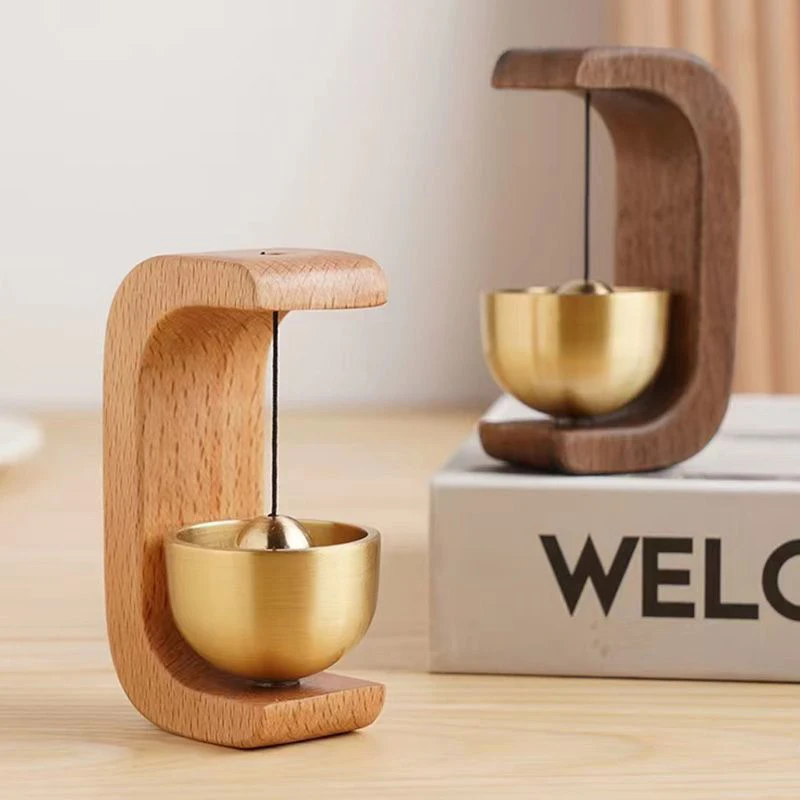 Magnetic Brass Doorbell Aesthetic Solid Wooden Wind Chimes Wireless Doorbell Entrance Door Bell Pendant Minimalism Home Decor