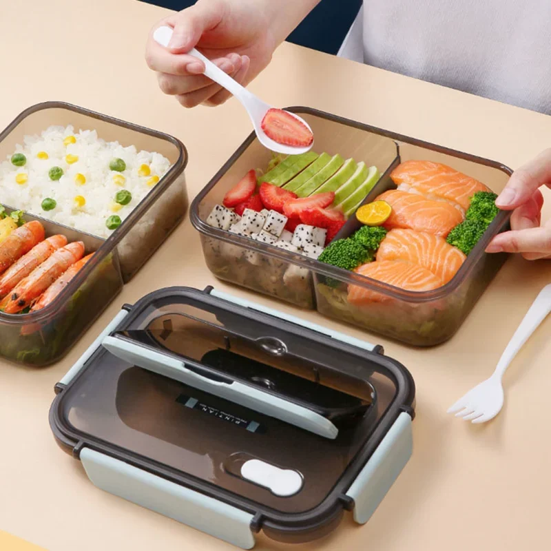 Lunch Box Kitchen Work Student Outdoor Activities Travel Microwave Heating Food Container Plastic Bento Box Storage Snacks Boxes