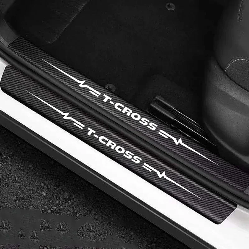 Car Threshold Stickers for Volkswagen VW T-cross Badge Anti Scratch Door Sill Protector Plate Trunk Door Pedal Bumper Strips