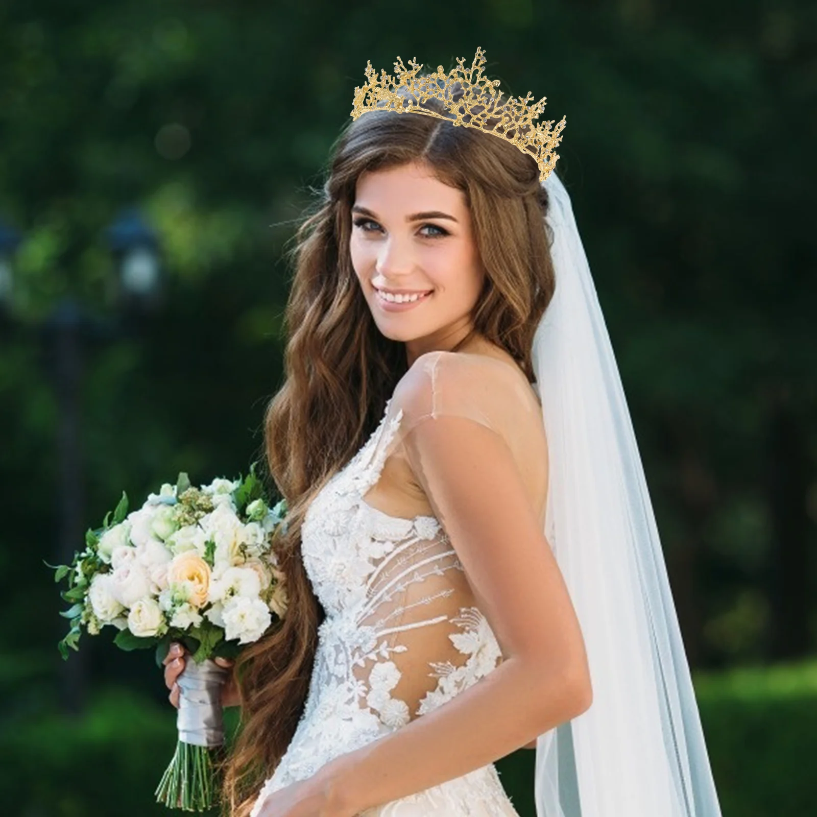 

Baroque Crown Hair Jewelry Accessories for Girls Women's Wedding Rose Gold Vintage Accessory Woman