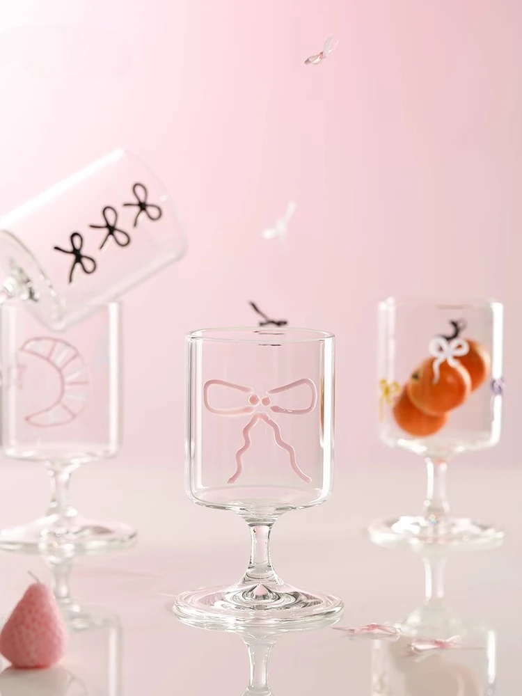 

High End Bow High Footed Cup,Party Champagne Glass, French Sweetheart Wine Glasses, Bar Accessories, Moving Gifts Cocktail Glass