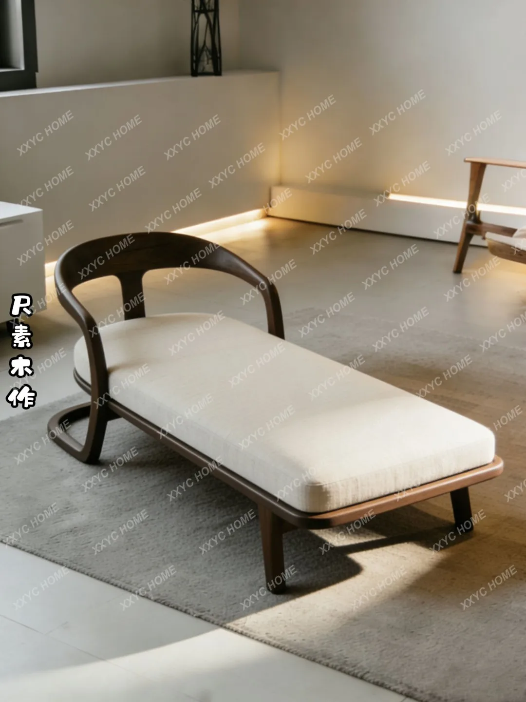 Minimalist sofa bed living room solid wood fabric recliner