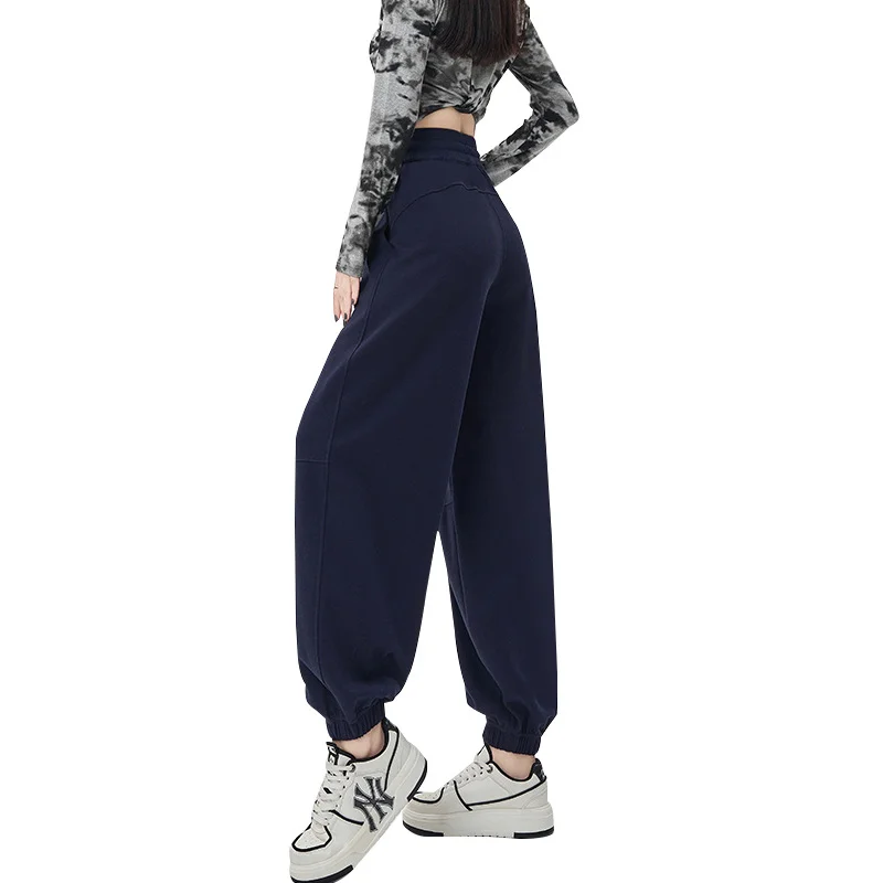 Pantalon d'attache de style américain pour femmes, nouvelle lanterne droite ample, décontracté, taille haute, taille Slim, printemps et automne