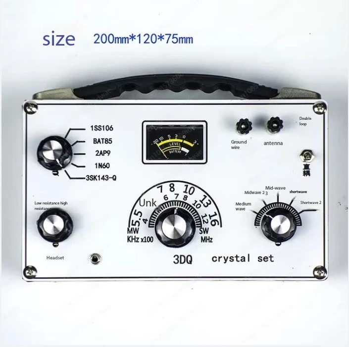 Medium and short wave Crystal radio five segment adjustable, white panel, 3DQ diode adjustable