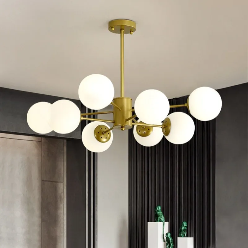 Nordic Designer Creative Magic Bean Gold Metal Glass LED Pendant Light Living Room Dining Room Home Decor Novelty New Energy