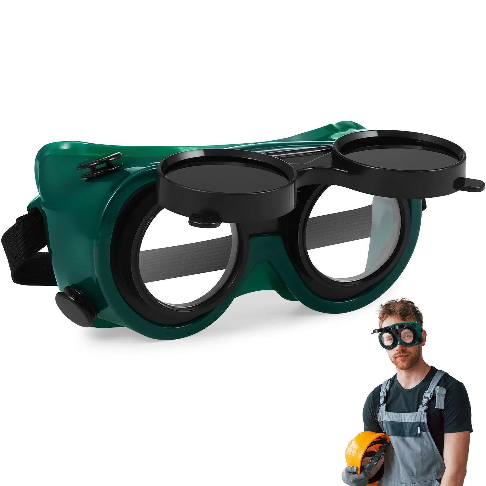 Spectacles for 21 2017 Athermal Green Welding Glasses Adjustable Strap Safety Goggles Eye Protection Glasses - view 6