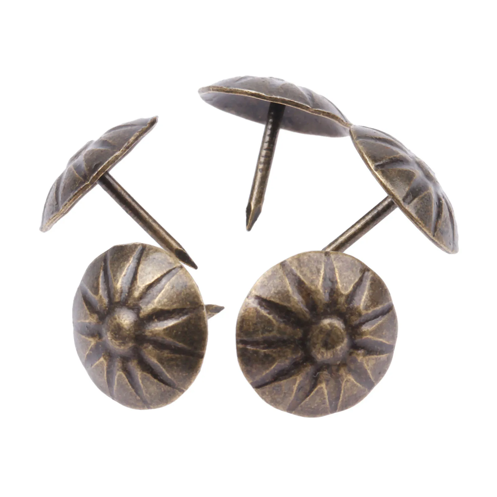 20Pcs/set Antique Bronze Upholstery Nails Iron Flower Tack Jewelry Gift Case Sofa Furniture Stud Decor Pushpin Doornail 17x15mm