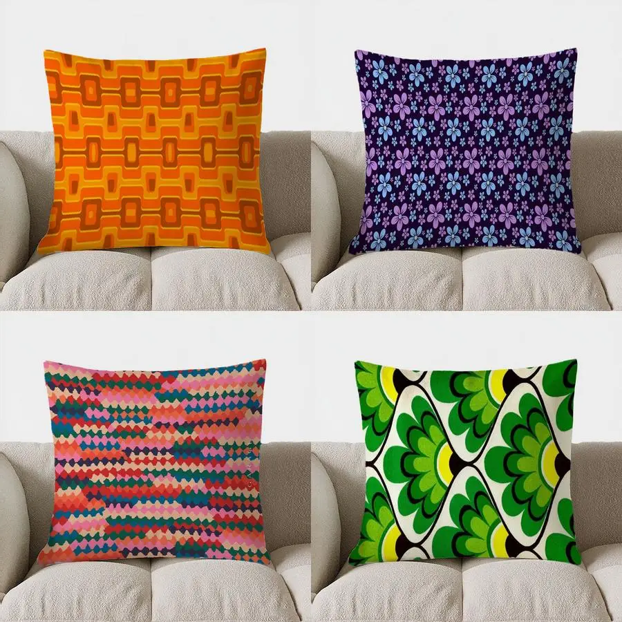 

Home Decor Vibrant Geometric & Floral Pillows Pattern Cushion Cover Suitable for Sofa Bedroom Car Pillow Cover