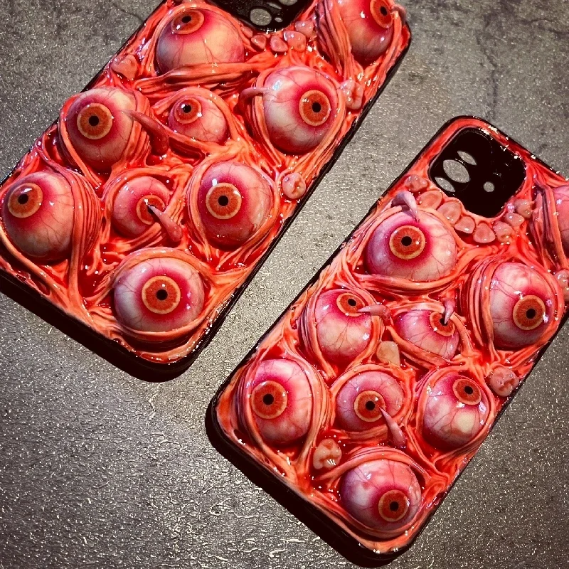 4103 Original 3D hecho a mano funda para teléfono móvil Cthulhu Eyes Horror estilo gótico funda para teléfono móvil personalizado regalo de Navidad y Halloween