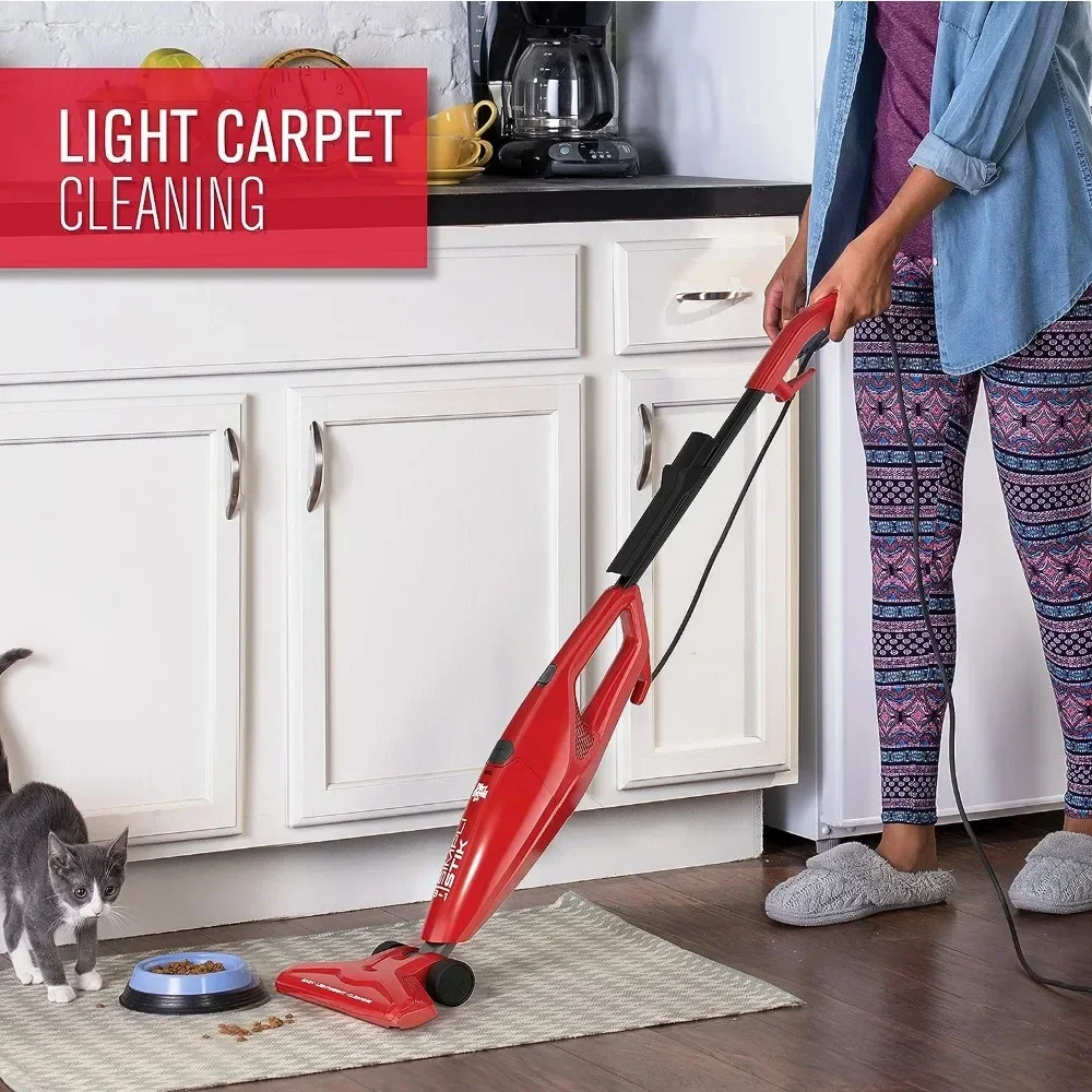 

-Vacuum Cleaner, 3-in-1 Hand And Stick Vac, Small, Lightweight And Bagless, Removable Rinsable Filter, Easy To Use, Red16-Ft Cor