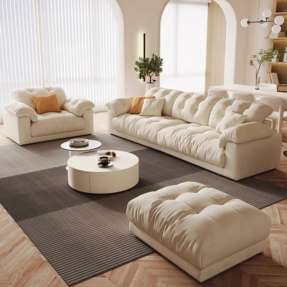 

#Italian Designer Comfortable And Soft White Corner Modular Sofa European Simple Style Small Living Room Apartment Fabric Couch