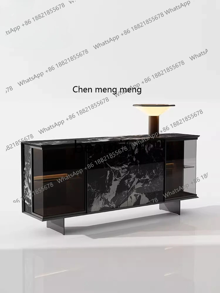 

X Minimalist Entrance Modern Simple Rock Slab Sideboard Villa Light Luxury Glass Display Storage Cabinet