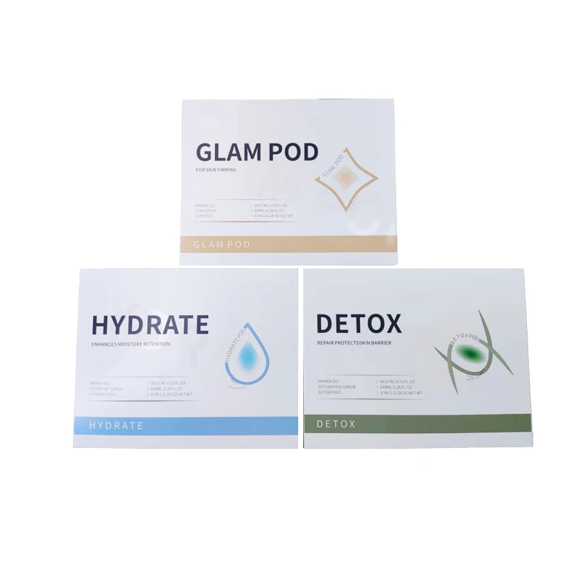 

Big Foam Retouch Revive Balance Illuminate Glam Hydrate Detox serums and Oxygen Pods capsule consumables kits serum oxygen pods