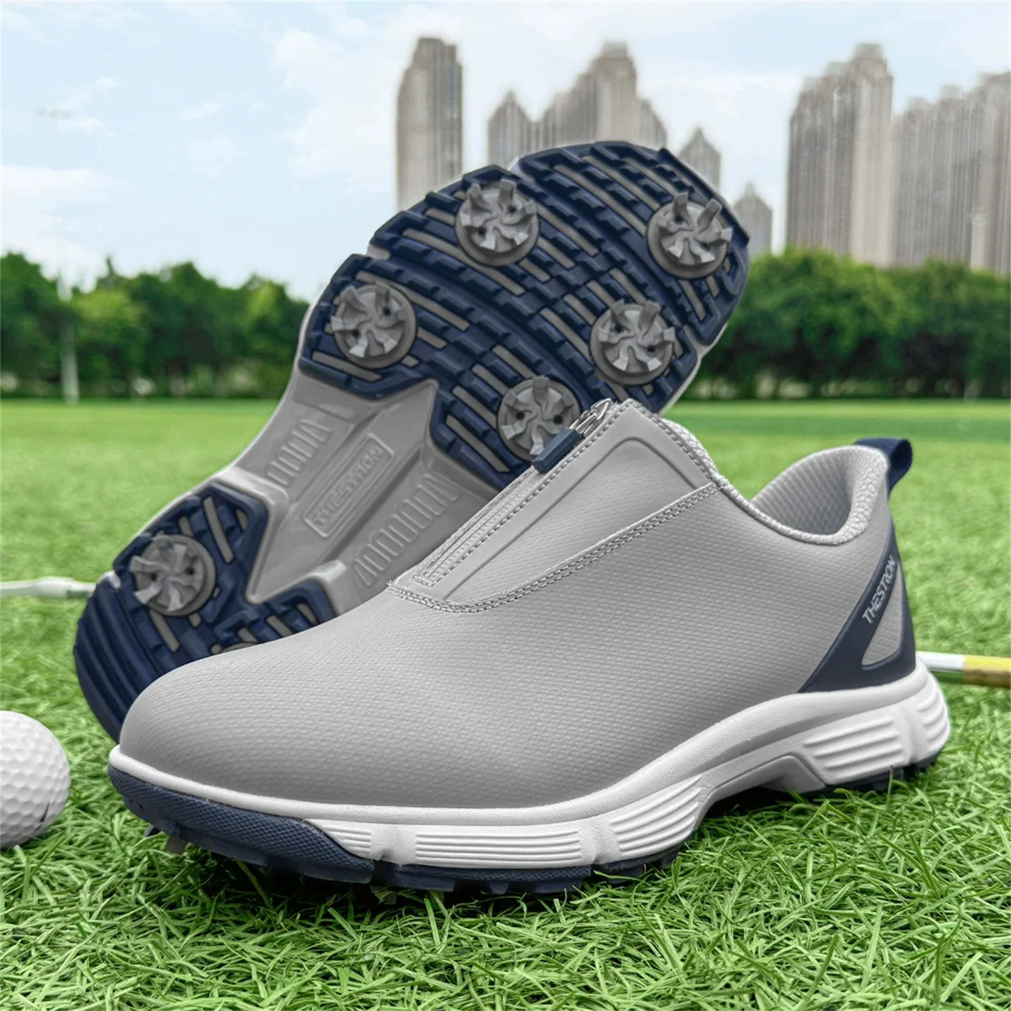 Big Size Sneakers Men's Golf Shoes - Breathable, Anti-Slip Metal Spikes & Rubber Sole, Casual Sports Shoes