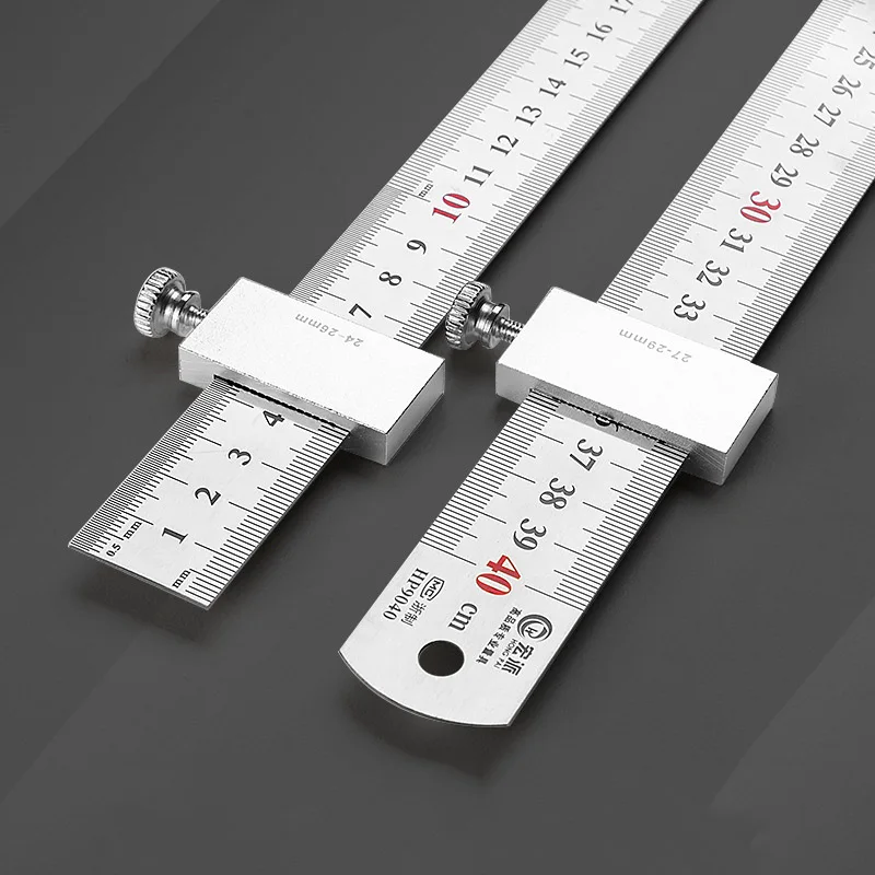 New Protable Accurate positioning Woodworking Tools Carpentry Steel Ruler Positioning Limit Block Measuring Marking Gauge
