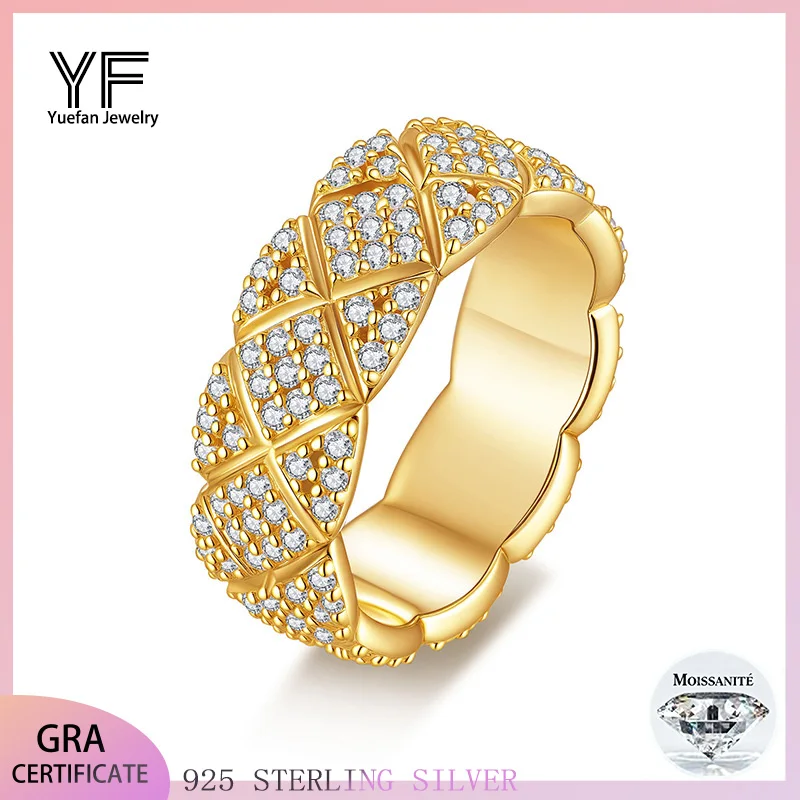 

S925 Silver Moissanite Diamond patterned Ring Certified Hip Hop Style Jewelry Personalized customization Valentine's Day Gift