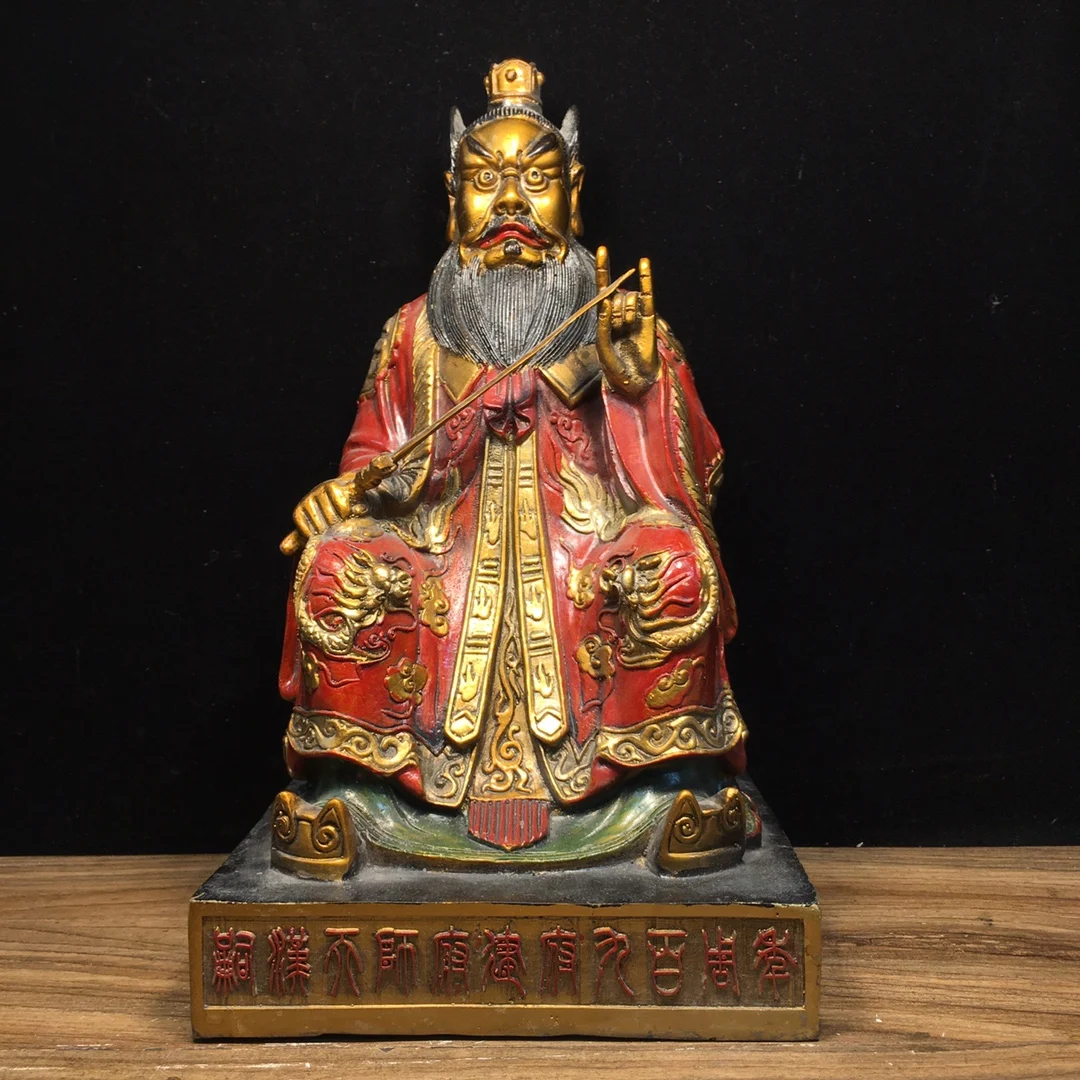 Buddha statue Pure copper painted by Zhang Tianshi Length 16cm, width 15cm, height 28cm, weight 3200g