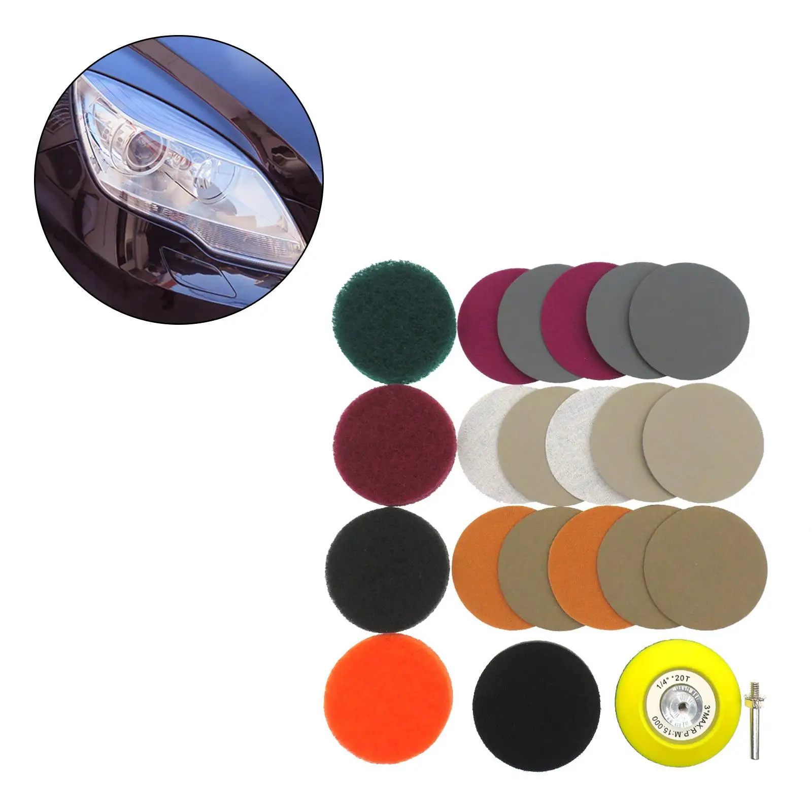 

Generic Car Care Sanding Discs Pads Parts Convenient Car Lights Polishing Restoration Kit Accessories for Auto Professional