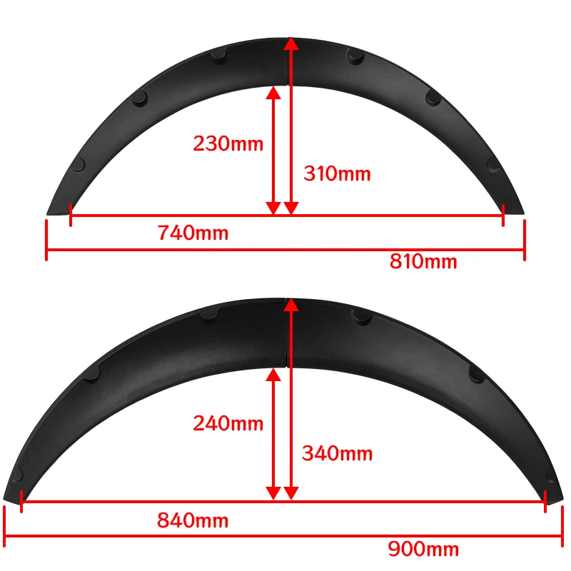 4PCS Black Universal Wheel Arch Fender Flares Cover Trim Mudguards Protective Lip Anti-Scratch Strips Car Accessories