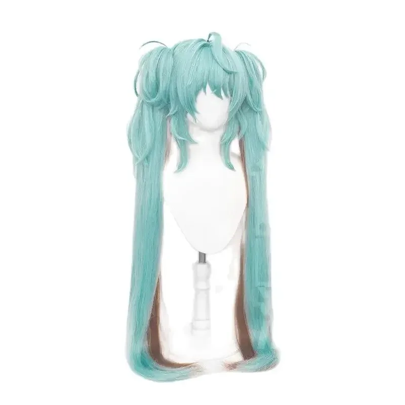 qq 123Anime Miku Cos 100 см конский хвост двухцветные термостойкие синтетические волосы Хэллоуин вечерние парики для косплея шапка для парика