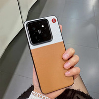 Contrasting Color Leather Phone Case for Xiaomi 14T Pro Mi 15 Mi14 13 13T 12S Ultra Camera Len Protective Shockproof Hard Cover