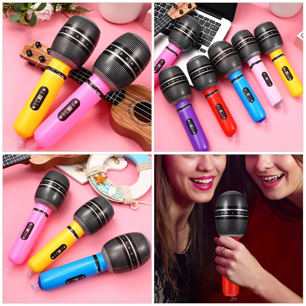 

10pcs Realistic Inflatable PVC Party Inflatable Microphone Prop Props Pretend Play Stage Simulation Mic Accessories