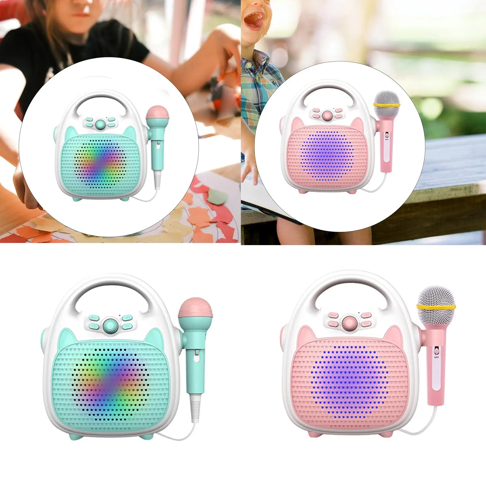 Kids Karaoke Machine with 1 Microphones Rechargeable Toys for ChildrenToddlers Build in LED  indoor and outdoor