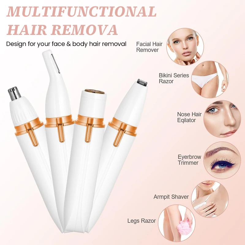 4 In 1 Electric Shaver Body Facial Hair Removal Epilator Painless Bikini Leg Trimmer Razor Eyebrow